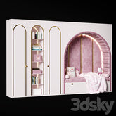 Trueliving 5 Door Sliding Kids wardrobes Laminated Finish & PU Finish with Drawers 8Ft *2Ft *9Ft -2438.4MM X 609MM X 2743.2MM)